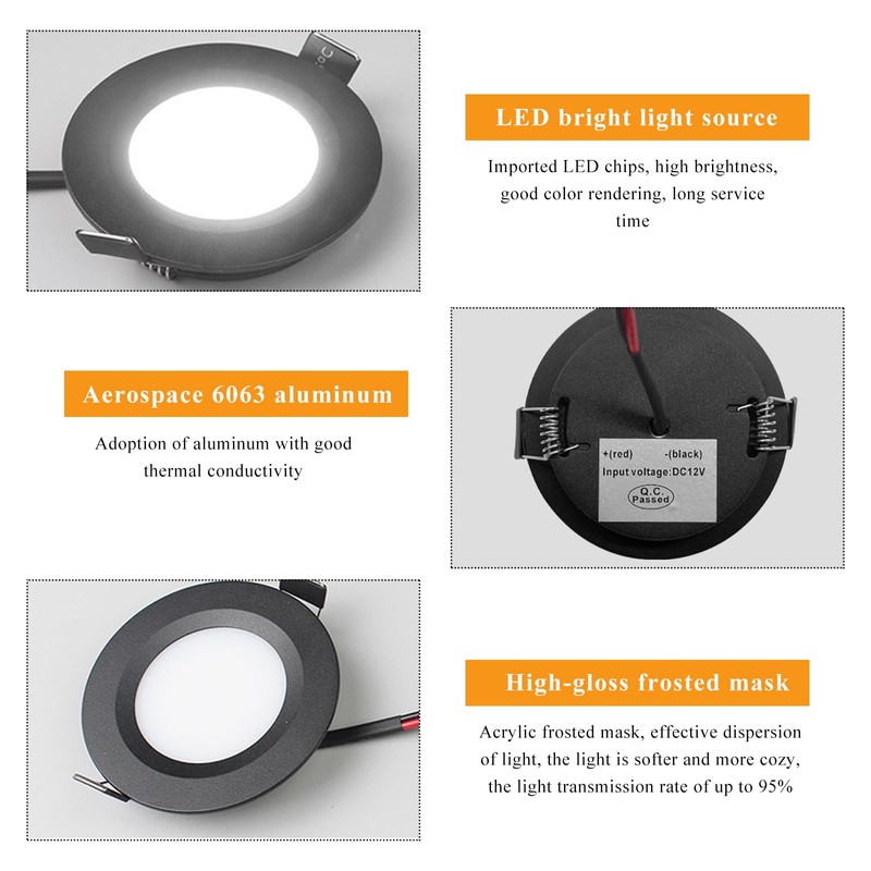 JUSTTOP 6PCS 12 Volt LED Puck Light, RV Recessed Mount