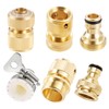 DRELD 6 Piece Garden Quick Coupling Adapter Set, Brass Hose