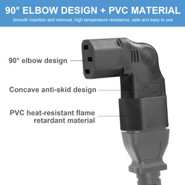 C14 to C13 Power Adapter YACSEJAO 2PCS IEC320 C14 to C13 Right Angle Power Adapter 90 Degree C14 to C13 Plug Kettle Turn Power Extension Adapter (Left Angle)