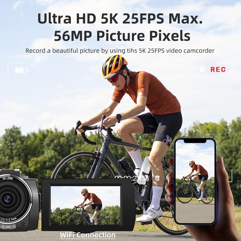ORDRO 5K Video Camera Camcorder WiFi Night Vision Vlogging Camera