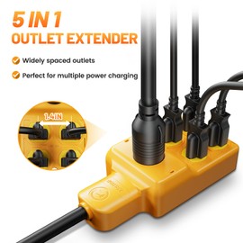 MECMO NEMA L14-30P to Four 5-20R/ 5-15R & L14-30R Generator Adapter Extension Cord, 4 Prong Twist Locking Generator 30 amp to 15 Amp/20 Amp 30 Amp Generator Power Cord 125/250V 7500 Watts, ETL Listed