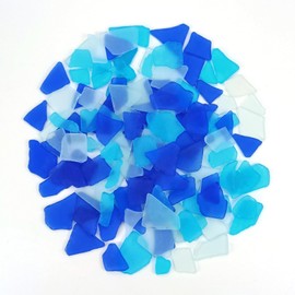 Keedolla 15 Oz Sea Glass Decor Tumbled Frosted Seaglass Pieces for DIY Crafts, Beach Sea Glass Craft for Sea Glass Jewelry, Christmas Tree, Wind Chimes Making - Cobalt Blue, White, Sea Blue