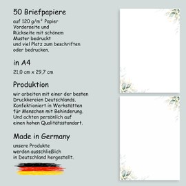 Klasse Briefpapier/Briefumschlag Set edel in Grün mit Blättern bedruckt 2 seitig A4 120 g/m² c6 80 g/m² von 10 bis 100 Blatt mit Umschlägen Kuvert vintage (50 Briefpapier OHNE Umschläge)
