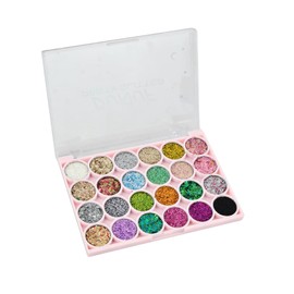 24 Colour Eyeshadow Palette, Glitter Eyeshadow Palette, Shimmering, Metallic Sequined Eye Shadow, Make Up High Colour Rendering, Shimmer Smoky Matte Glitter Ultra Pigmented Blendable Contouring (01)