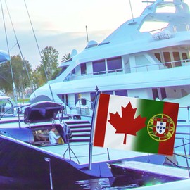 Portugal Canada Combo Small Flag,12×18 Inch Two Layer Fabric Small Banner,1×1.5 FT Portuguese Canadian Nautical Decor,Mini Digital Printed 150D Polyester Banner With Brass Grommet