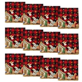 Horaldaily Christmas Cloth Napkins 18 x 18 Inch, Holy Nativity Red Buffalo Plaid Party Dinner Decoration Washable Napkins Set of 12