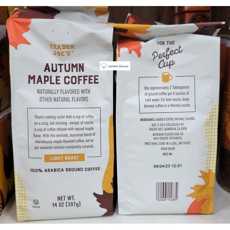Trader Joe Autumn Maple Ground Coffee Light Roast 14oz 397g