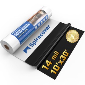 Spirecover Crawl Space Vapor Barrier, 14 Mil Vapor Barrier, 10'x30', Plastic Drop Cloth Covering for Crawlspace Encapsulation, Thick Plastic Sheeting, Black and White Panda Film