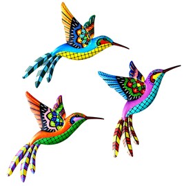 SUNNEKO 3 PCS Large Metal Hummingbird Garden Ornaments Outdoor, Metal Wall Art Big Hummingbird Decorations for Outside Garden Shed Fences Yard Decorations Wall Hanging
