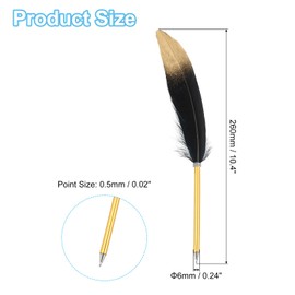 PATIKIL Black Gold Feather Ballpoint Pens Bulk, Metal Holder Black Ink Vintage Quill Writing Pens with 5 Pieces Refill for Office, Wedding Signature, Gold