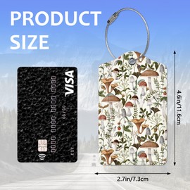 2 Pack Luggage Tag for Suitcases, Vintage Mushroom Plants PU Leather Luggage Tag with Privacy Cover ID Label for Women Men Travel Cruise Baggage Handbag School Bag Backpack