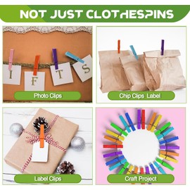 100 Pcs Colored Clothes Pins WoodenClose Pins WoodenColored Clothespins Crafts 2.9in x 0.4in Clothes Pin, Pins for Crafts, Hanging Clothes, Laundry