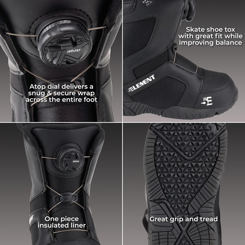 5th Element ST Mini ATOP Kid's Snowboard Boots (Black, 5)