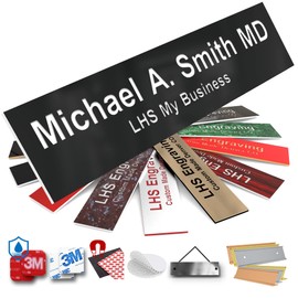 LHS - Engraved Custom Door Plate Black Plastic Office Door Sign with White Letters | 2x10 - B2