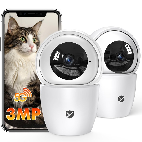 YESKANO 2K Indoor WiFi Surveillance Camera, 360° PTZ Baby Camera,