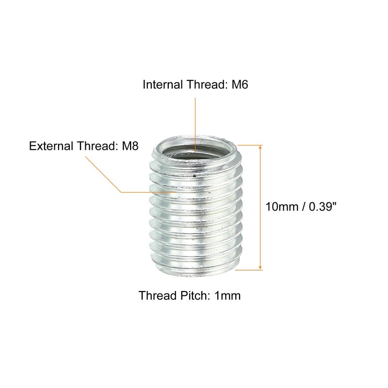 PATIKIL 15pcs M8-M6 Thread Adapter Sleeve Reducing Nuts 10mm Threaded