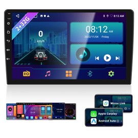 2+32G Android Double Din Car Stereo with Apple Carplay Android Auto Mirror Link Change Wallpaper Theme 9 inch Head Unit Touch Screen Radio FM RDS HiFi Bluetooth WiFi GPS+ AHD Backup Camera & MIC