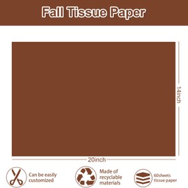 FYSUIMU 60 Sheets Fall Tissue Papers Maroon Orange White Sage Green Wrapping Paper Decorative DIY Craft Paper for Autumn Birthday Baby Shower, 14 x 20 Inch