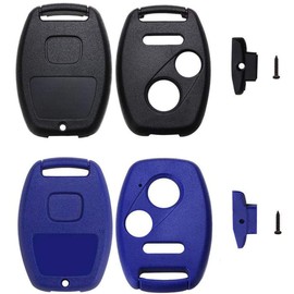 QIYANUA 3 Buttons Replacement Key Fob Keyless Entry Remote Shell Case & Pad fits Honda Accord/Civic/CR-Z/CR-V/Fit/Odyssey/Pilot/Ridgeline with Screwdriver (1 Black+1 Blue)