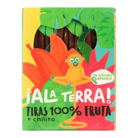 ¡ALA TERRA! - Tiras 100% Fruta Natural Veganas, Sin Gluten, Sin Azúcar, Sin Colorante, Adicionado con Vitamina C - Sabor Mango, Piña y Plátano con Chilito - Caja con 9 paquetes - 9 Paquetes de 25 Gramos Cada Uno