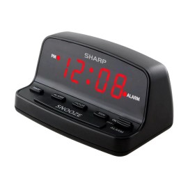 Sharp Digital Alarm Clock, SHARP, Midnight Black, Easy Controls, Red LED Display