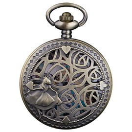 Tiong Pocket Watch Little Pattern Quartz Cartoon Hollow Necklace Graduate Birthdays Christmas Best Gifts