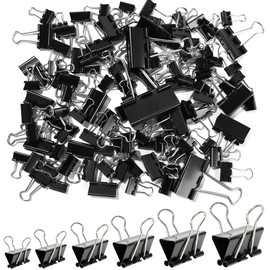 120Pcs Binder Clips,Bulldog Clips,Black Metal Foldback Clips for Office, Home, School and Conference Rooms (50/40/32/25/19/15mm)