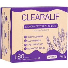 CLEARALIF Laundry Detergent Sheets 80 Sheets (Up to 160 Loads), Lavender - Great For Apartments, Dorms,Eco Friendly