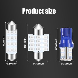 GKmow Pack-24 Car LED Bulb Kit Set, T10 31 mm 42 mm Interior Car Lights Bulbs Dome Light, Festoon Bulbs LED Replacement Bulbs for Car Dome Map Door Courtesy License Plate Lights (Blue)