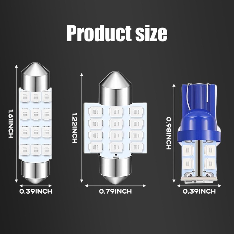 GKmow Pack-24 Car LED Bulb Kit Set, T10 31 mm