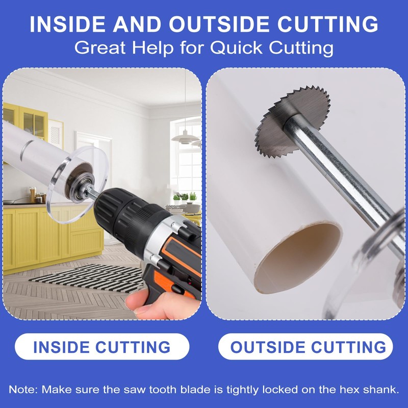 Inside Pipe Cutter for PVC Pipe（5Pcs Saw Blades）, Fit 3/8"