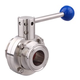 DERNORD Sanitary Butterfly Valve with Pull Handle Stainless Steel 304 Tri Clamp Clover (1.25 Inch)