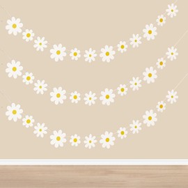 3Stück Gänseblümchen Deko,Girlande Blumen,Daisy Boho Banner Party Decorations,Papier Blumen Geburtstag Deko,Kinder Frühling Sommerparty Dekorationen,Mädchen Draußen Blume Dekoration/Geburtstagsdeko