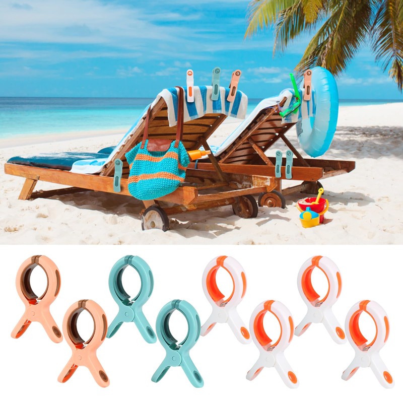 8 x Clothes Pegs, Large Towel Clips for Beach Loungers,