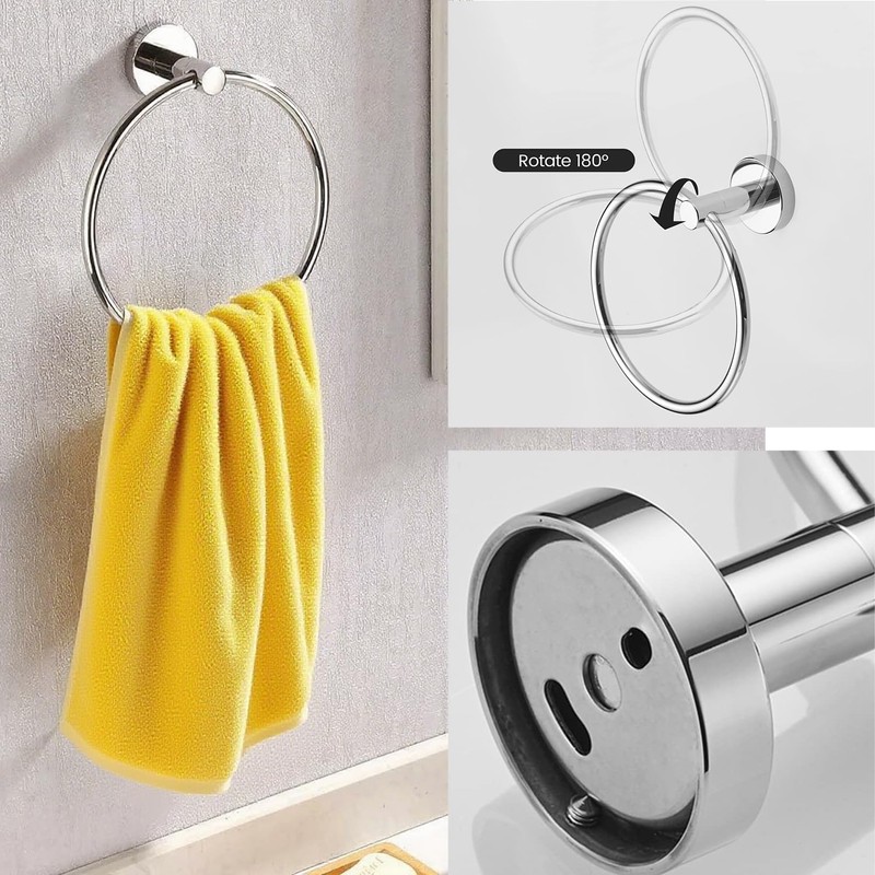 Stainless Steel Toilet Roll & Towel Holder Set – Wall-Mounted