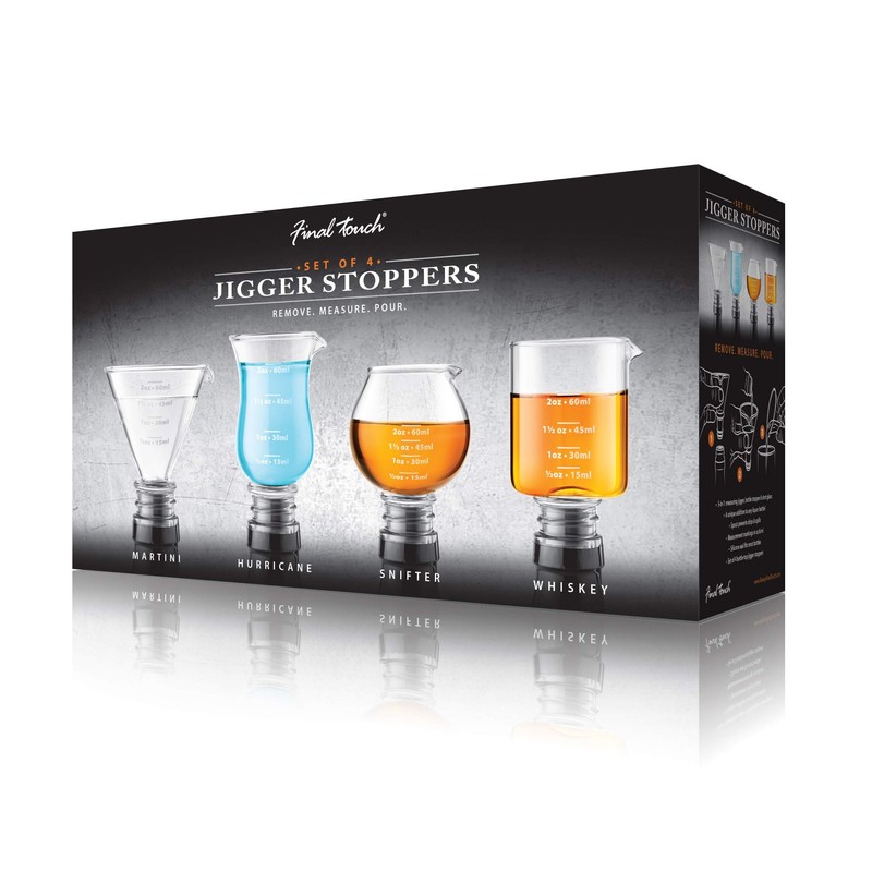 Final Touch Bottle-Top Jigger Stoppers, Set of 4 (FTA7037)
