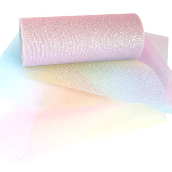 YXJDWEI Rainbow Tulle Decorative Fabric Tulle Ribbon Table Runner Tulle