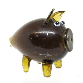 Home For ALL The Holidays Glass Pig Figurine (Amber)