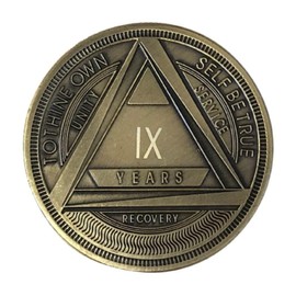 MYRECOVERYSTORE AA Coin with Roman Numeral Alcoholics Anonymous (1-60 Years) Year 9