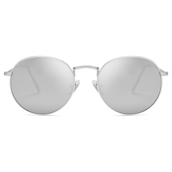SojoS SJ1014 fashion round, polarised, unisex, sunglasses, mirrored lenses, sunglasses