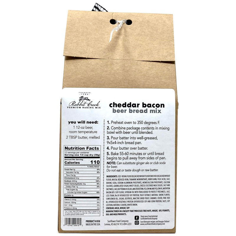 Rabbit Creek Beer Bread Mix Cheddar Bacon Beer Bread Mix