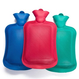 Hot Water Bottle Traditional Rubber Line Shaped Design with Secure Leakproof Lid Assorted Colors (2000ml)