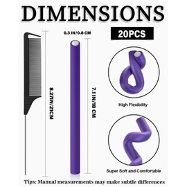 TPZORJX lockenwickler klein,20 Stück Flexible Lockenstab Twist Schaum Lockenwickler Weich Schaum Keine Hitze Lockenwickler und 2 Stahl Rattenschwanz Kamm für Damen Mädchen Lang und Kurz Haar