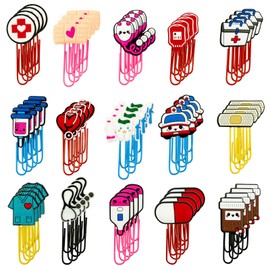 60 pcs Nursing Book Clip Cute Bookmarks Cartoon Bulk Bookmarks with Colorful Paperclip for Nursing School Student Essentials for Nursing School Gifts. (Colorful)