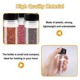 Pack of 6 Plastic Spice Shakers, 10 x 4.5 cm, Transparent Storage Jars, Plastic with Lid, Reusable Spice Jars, Mini Plastic Spice Jars, Plastic, for Spices, Salt, Pepper, Powder (100 ml Rounds)