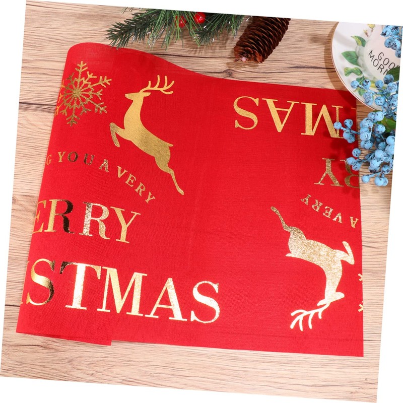 STOBOK Christmas Washable Fabric Tablecloth Festive Decorations for Party Home