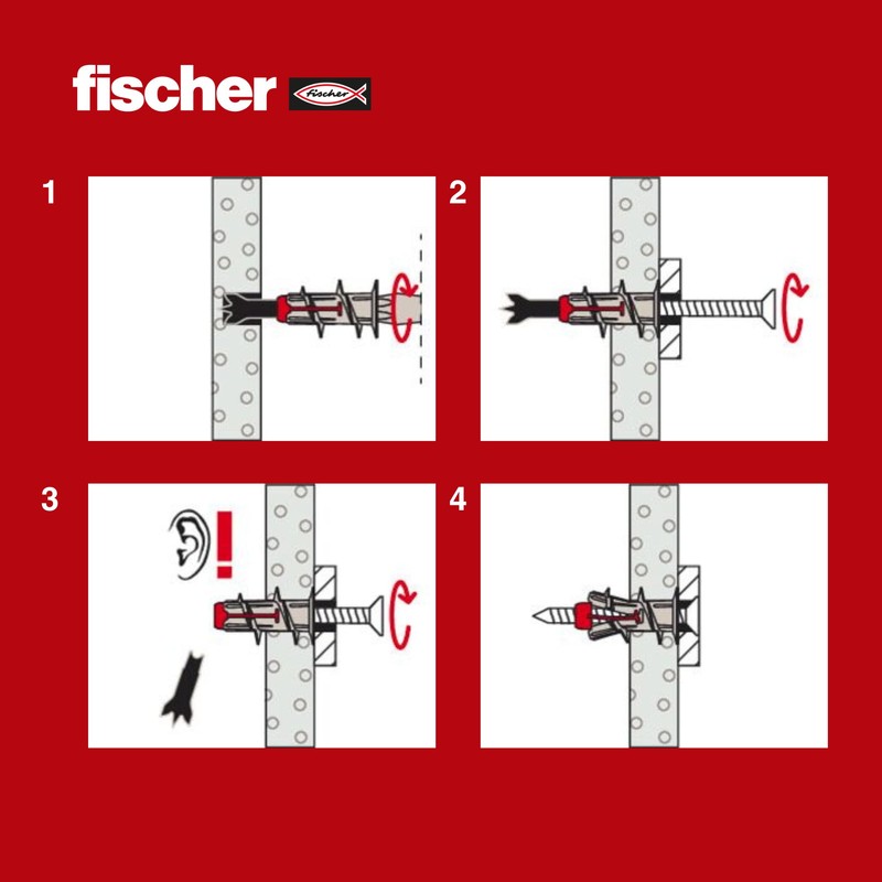 fischer DuoBlade Self Drilling Plasterboard Fixing Strong Dowels for Easy