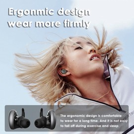 Bluetooth Kopfhörer kabellos in-ear Ohrhörer mit Ohrbügel wireless Kopfhörer mit Mikrofon LED Leistungsanzeige Noise Cancelling wasserdichte wireless Headphones HiFi Stereo Sound für Arbeit Büro blau