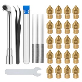 3D Printer Accessories, 20PCS Nozzles 3D Printer Parts High Speed 0.4mm Brass Hotend Nozzles Kit for Creality Ender 3/Ender 3 V2/Ender 3 Pro with Tweezers Wrench