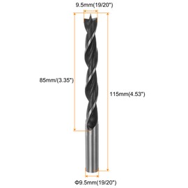 sourcing map 3pcs Brad Point Drill Bits 9.5mm(3/8") Dia Straight Round Shank Drill Metric Brad Point 3.35" Drilling Depth Spiral Twist Drill Bits for Carpenter Woodworking Plastic Rubber